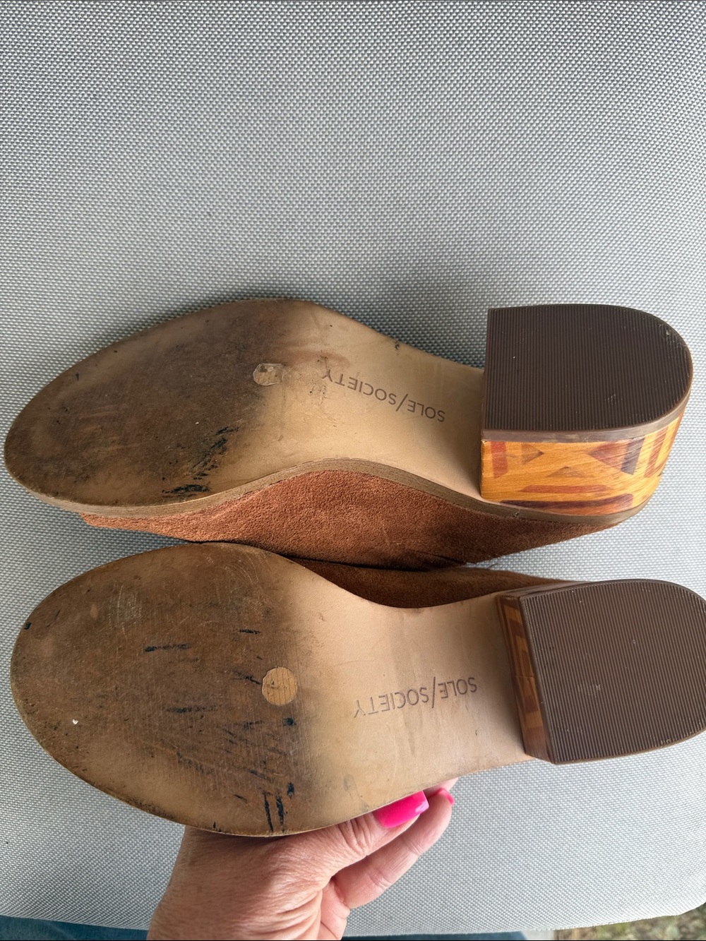 Sole Society Brown Suede Open-Toe Block Heel Mules - Picture 5 of 9